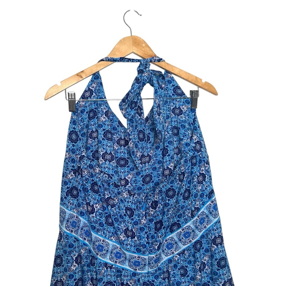 City Chic Women’s Blue Boho Halter Asymmetrical Handkerchief Hem Maxi Size Large - Picture 9 of 14